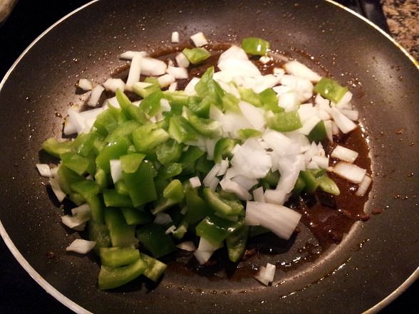 Cook those onions and peppers in that delicious fat that rendered from the meat