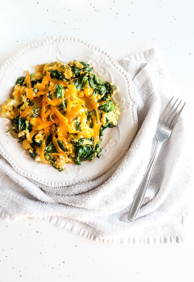 Spinach and Cheddar Scrambled Eggs