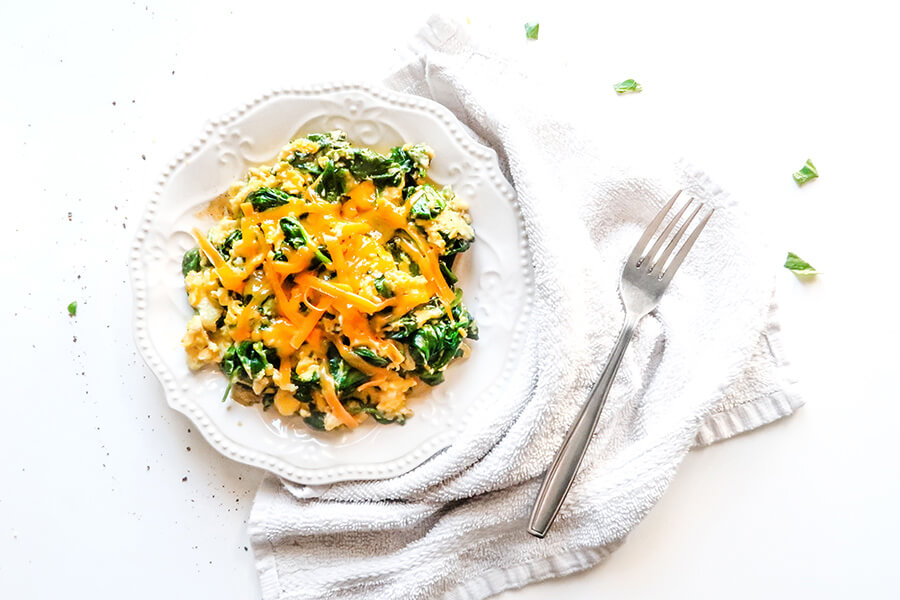 Spinach and Cheddar Scrambled Eggs