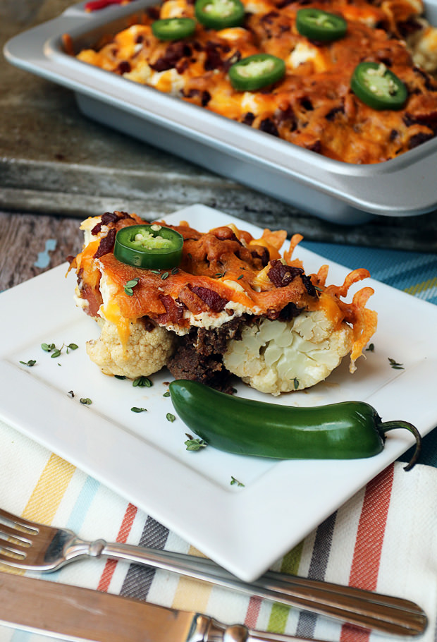 Cauliflower Cheddar Bacon Casserole | Shared via www.ruled.me