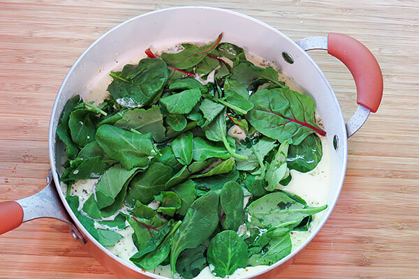 Skillet Browned Chicken with Creamy Greens