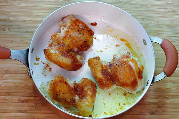 Skillet Browned Chicken with Creamy Greens