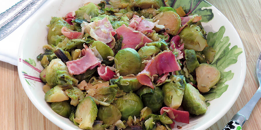 Brussels Sprouts with Melted Leeks and Prosciutto