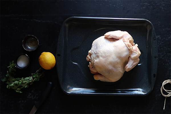 Herbed Roast Chicken with Brussels Sprouts