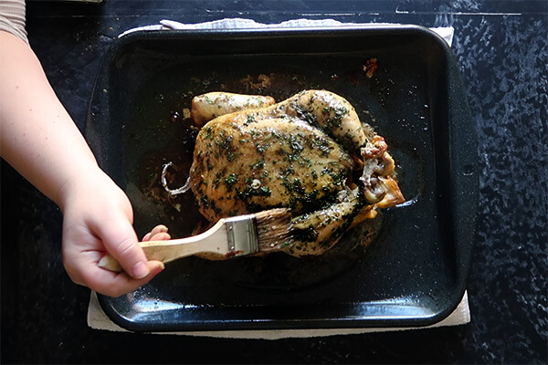 Herbed Roast Chicken with Brussels Sprouts