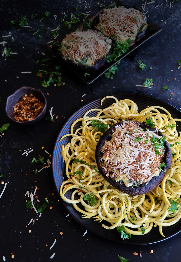 Artichoke Stuffed Portobello Mushrooms