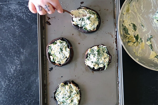 Artichoke Stuffed Portobello Mushrooms