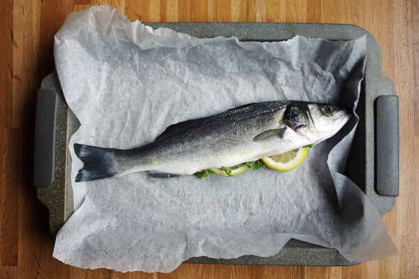 Baked Sea Bass with Herb Cauliflower Salad 