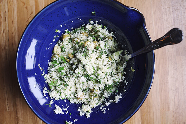 Baked Sea Bass with Herb Cauliflower Salad 