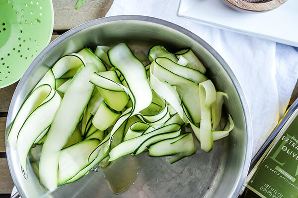 Zucchini Ribbons with Avocado Walnut Pesto