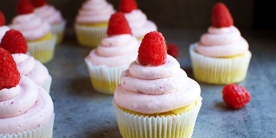 Lemon Cupcakes with Raspberry Frosting