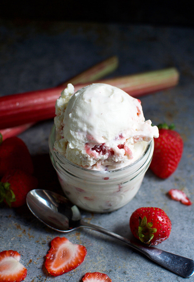 Strawberry Rhubarb Swirl Ice Cream 