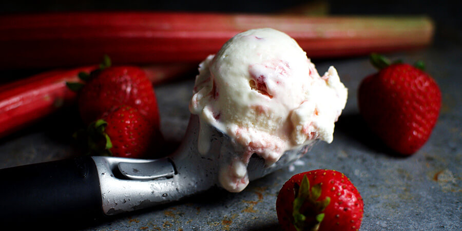 Strawberry Rhubarb Swirl Ice Cream 