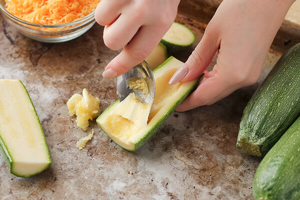 Vegetarian Loaded Zucchini Skins