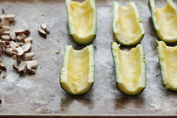 Vegetarian Loaded Zucchini Skins