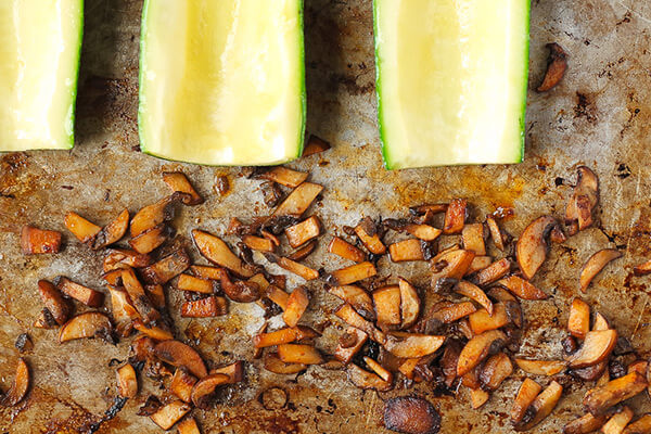 Vegetarian Loaded Zucchini Skins