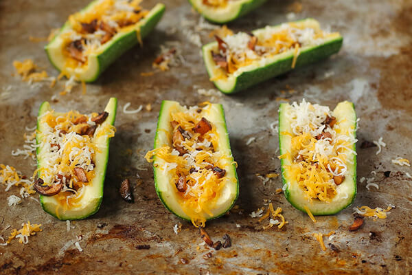 Vegetarian Loaded Zucchini Skins