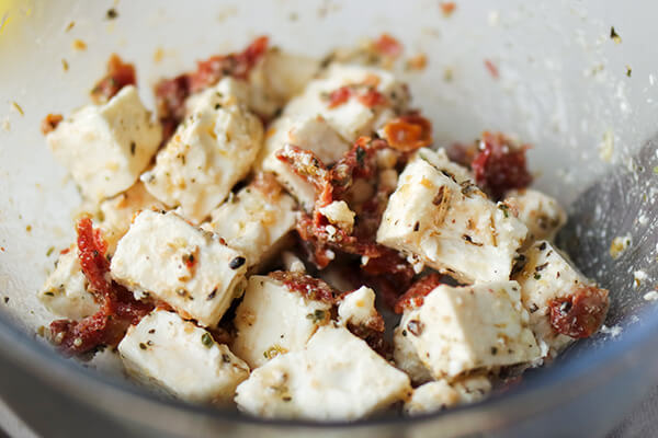 Five Minute Marinated Feta & Sun-dried Tomato Salad