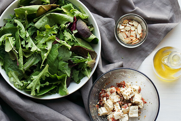 Five Minute Marinated Feta & Sun-dried Tomato Salad