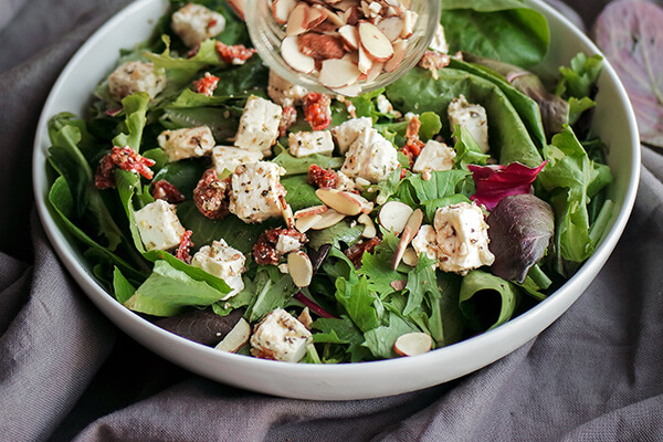 Five Minute Marinated Feta & Sun-dried Tomato Salad