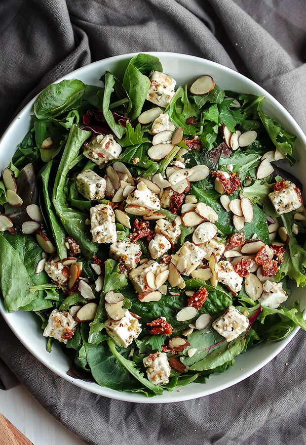 Five Minute Marinated Feta & Sun-dried Tomato Salad