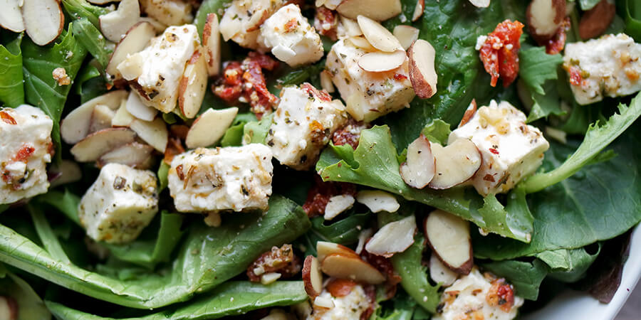 Five Minute Marinated Feta & Sun-dried Tomato Salad