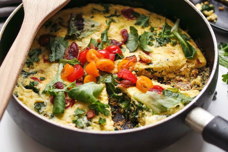 Bacon Kale and Tomato Frittata