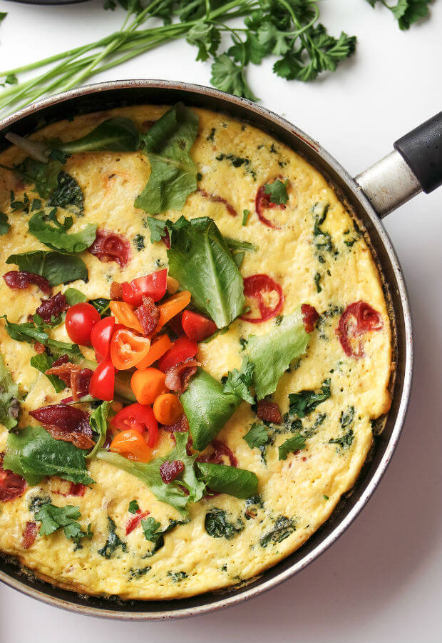 Bacon Kale and Tomato Frittata