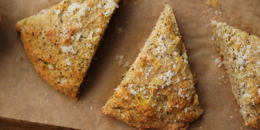 Keto Lemon Sugar Poppy Seed Scones