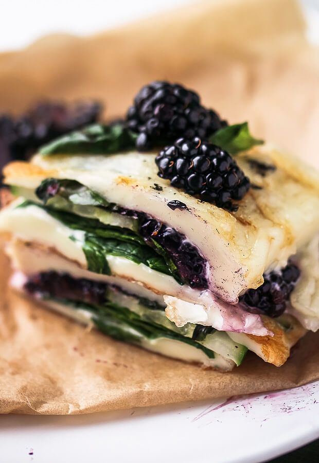 Blackberry, Basil and Spinach Pressed Halloumi