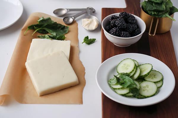 Blackberry, Basil and Spinach Pressed Halloumi