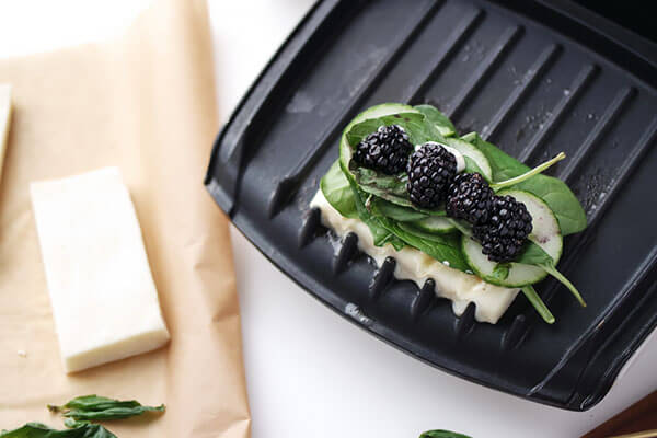 Blackberry, Basil and Spinach Pressed Halloumi