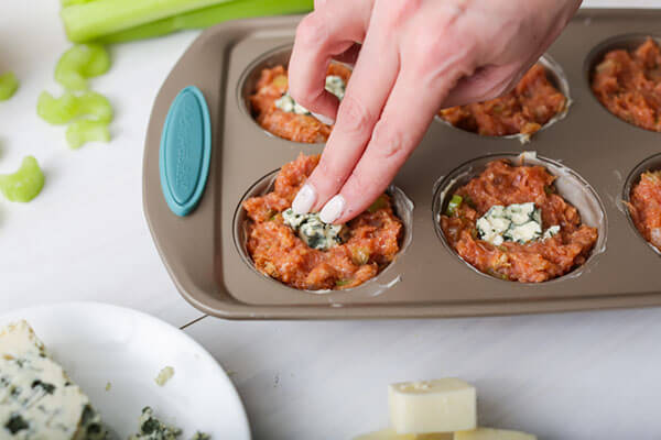 Buffalo Chicken Meatloaf Cupcakes