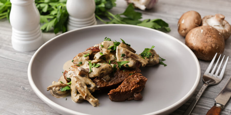 Steak with Keto Mushroom Stroganoff