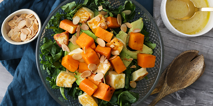 Keto Roasted Pumpkin & Halloumi Salad