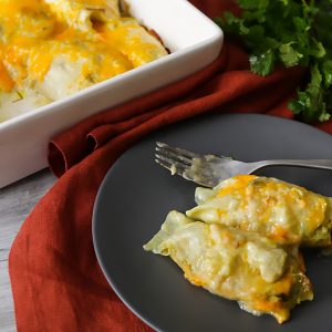 Keto Chicken Enchiladas with Green Chile Sauce