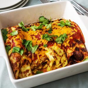 Keto enchiladas casserole dish.