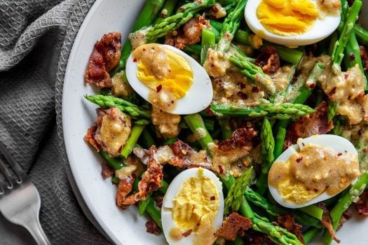 Keto Asparagus, Egg, and Bacon Salad