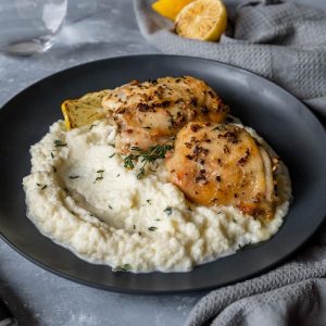 Lemon Chicken Thighs with Cauliflower Mash Featured