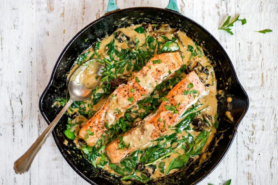 Keto Creamy Tuscan Salmon