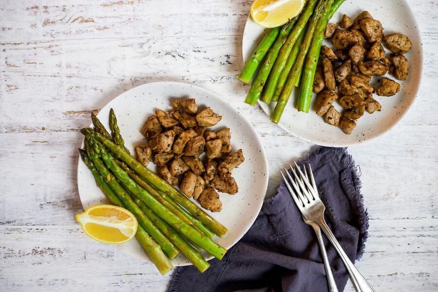 Garlic Butter Pork with Lemon Asparagus