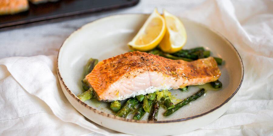 Lemony Salmon Asparagus Sheet Pan Meal Second