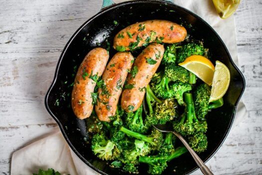 Sausage and Garlic Butter Broccoli Featured