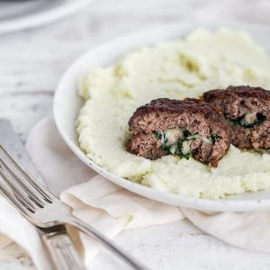 Spinach Mozzarella Stuffed Burgers Featured