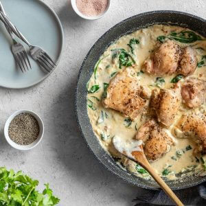 One-Pan Keto Chicken and Spinach Featured