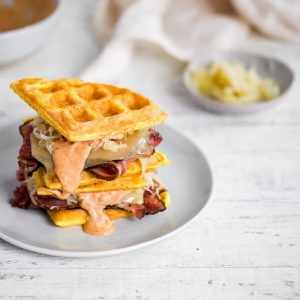 Keto Reuben Chaffles Featured