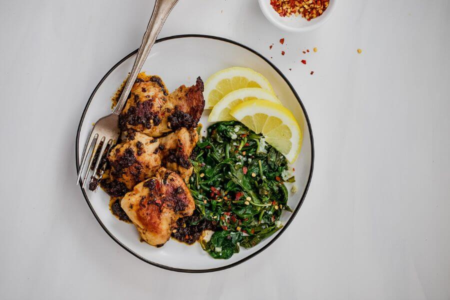 Asado Chicken with Spinach