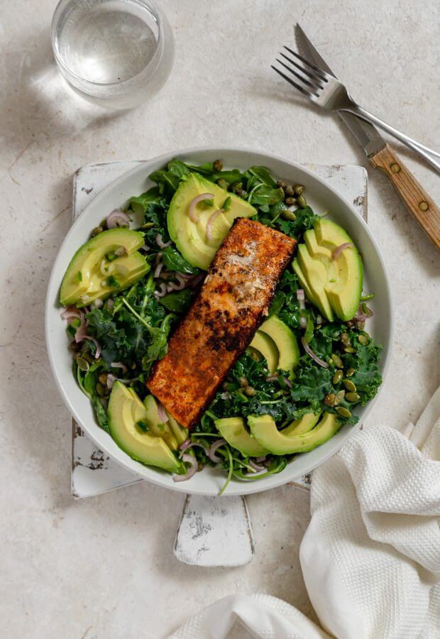 Keto Salmon with Power Greens Long