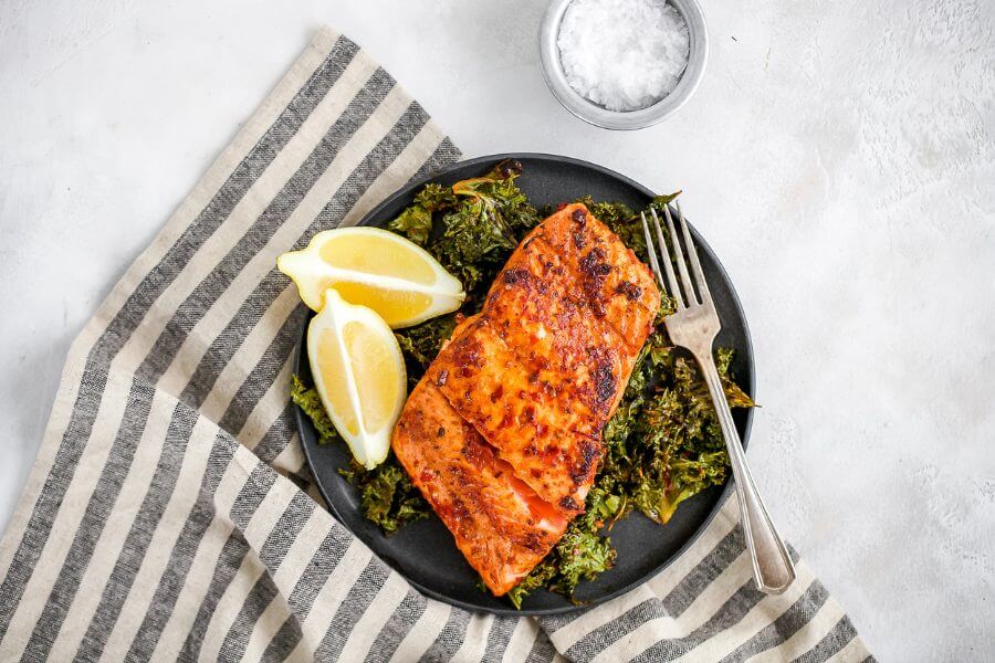 Keto Harissa Salmon with Kale