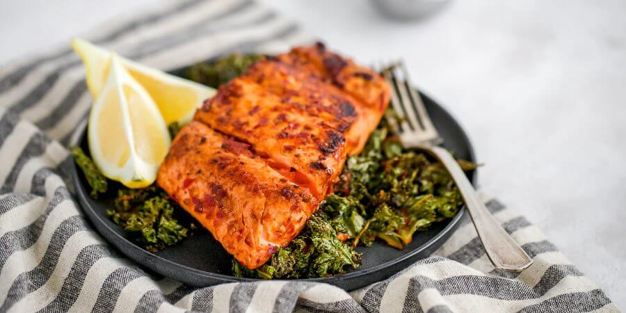 Keto Harissa Salmon with Kale Second